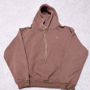 Briavia Brown "I Love You" Embroidered Hoodie Size Large